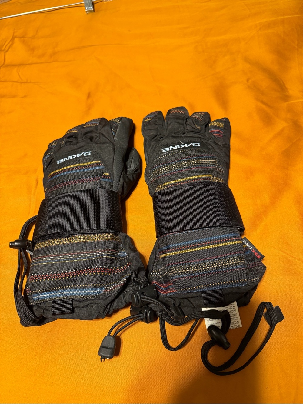 Dakine Snowboard Gloves with Multicolor Stripe Accents